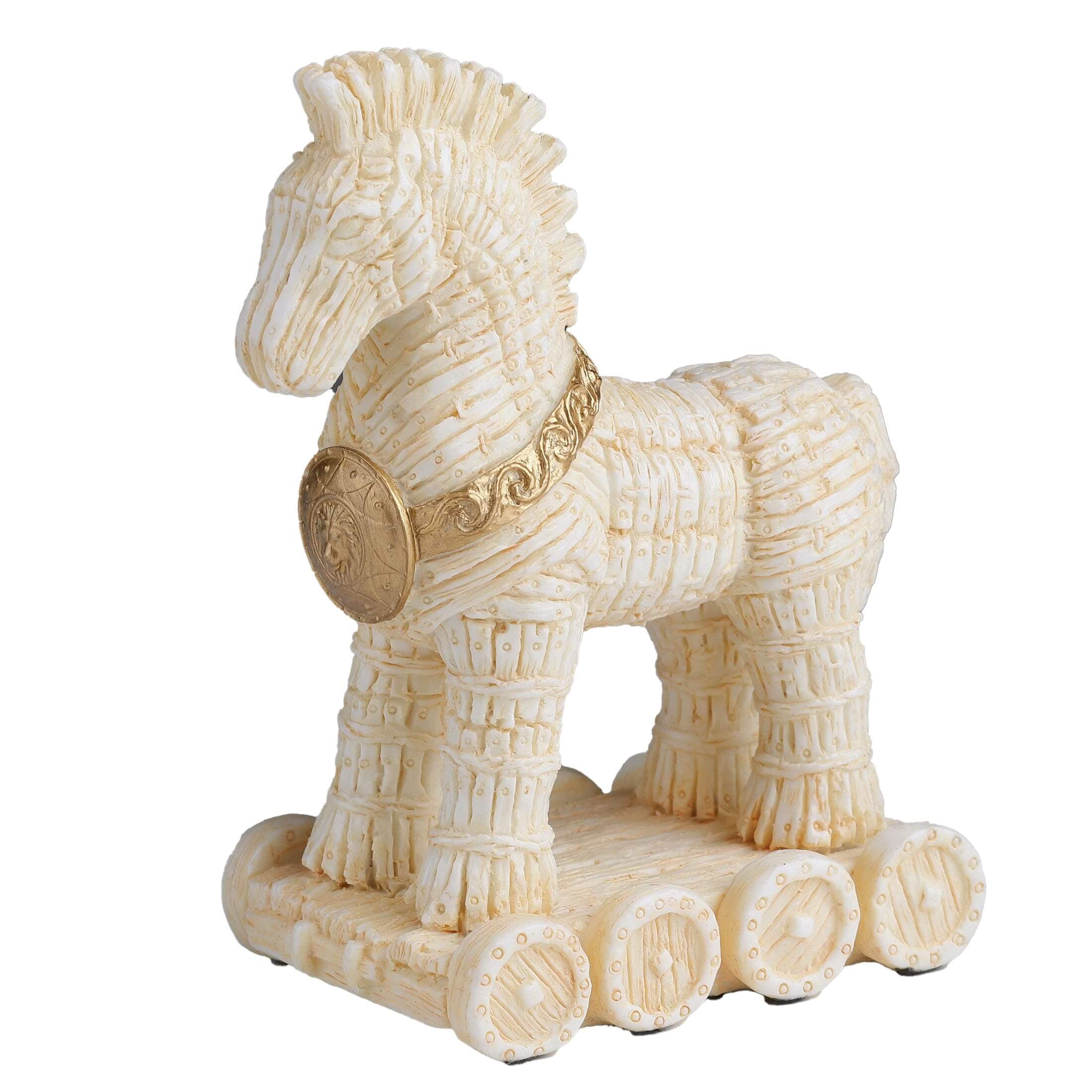 Τρωικός Άλογο – Άγαλμα σε λευκό και χρυσό Veronese Design, 8,2 × 6,5 cm