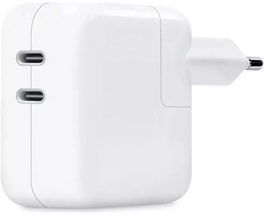 Apple Φορτιστής Χωρίς Καλώδιο με 2 Θύρες Dual USB-C 35W Power Adapter (MW2K3ZM/A) White EU