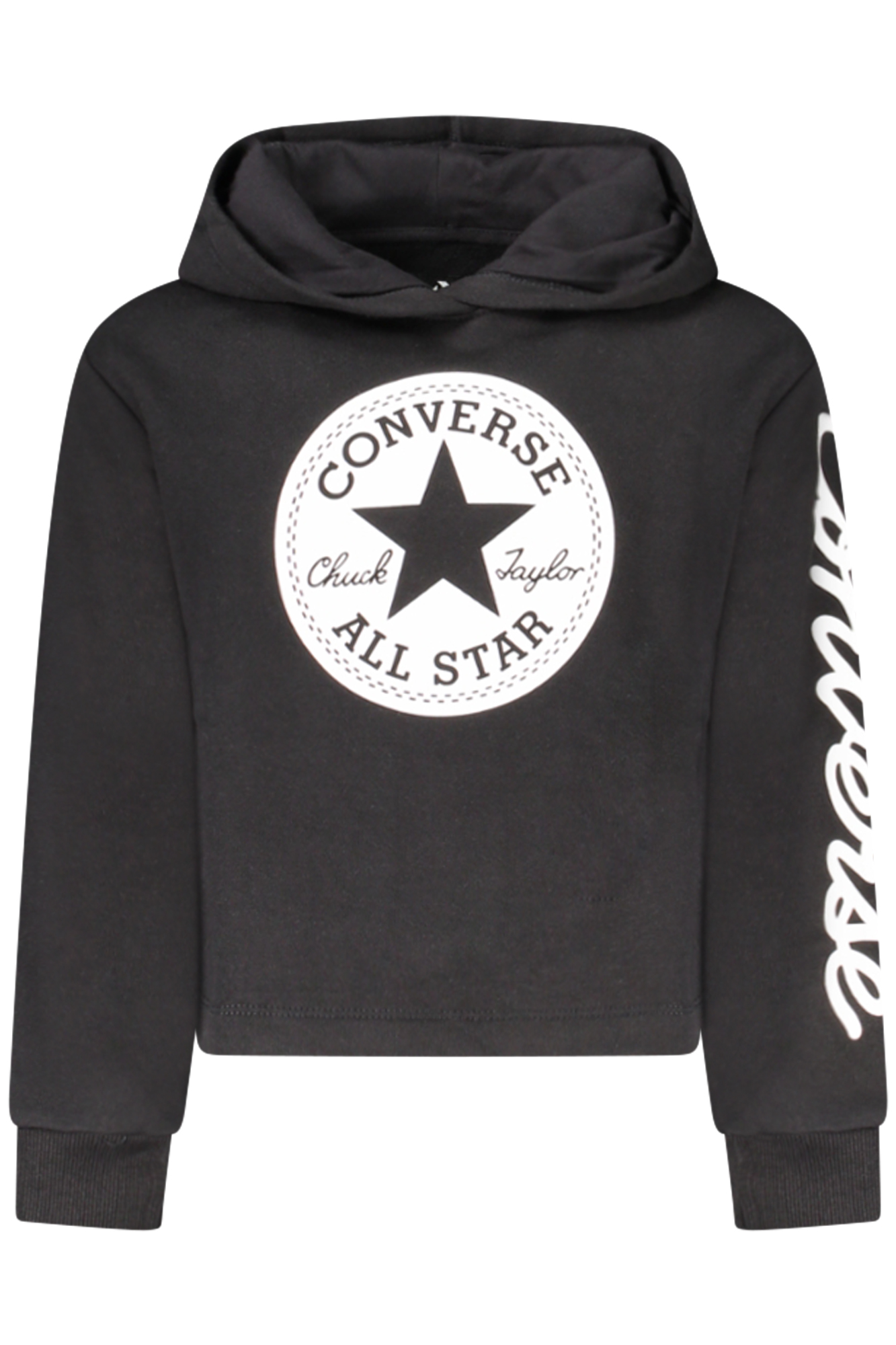 Φούτερ με κουκούλα CONVERSE για κορίτσια – Μαύρο