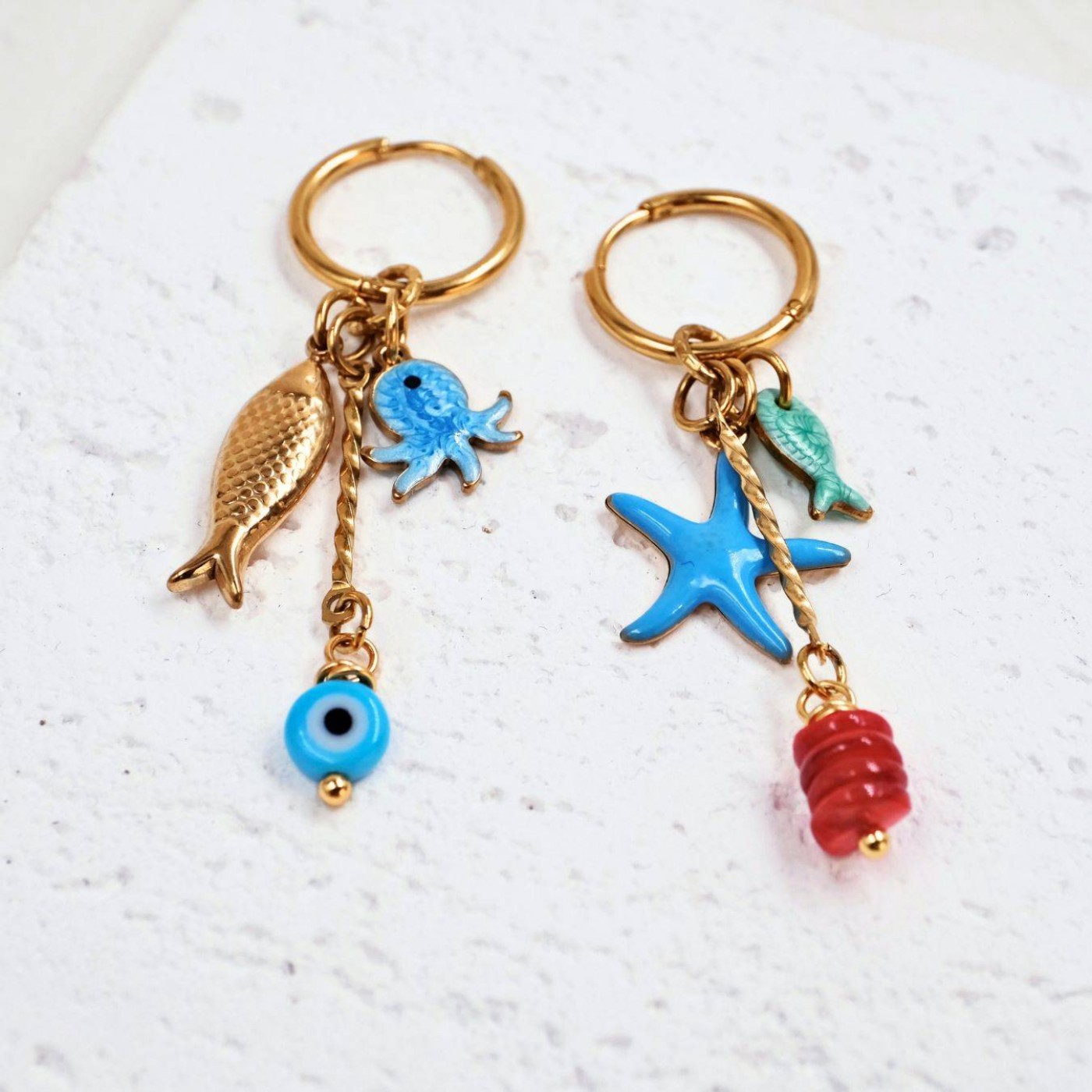Σκουλαρίκια Toolittle – Stainless Steel Hoops – Sea Life