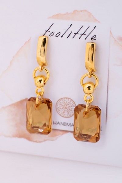 Σκουλαρίκια Toolittle – Crystal Collection: Επίχρυσα Κρεμαστά