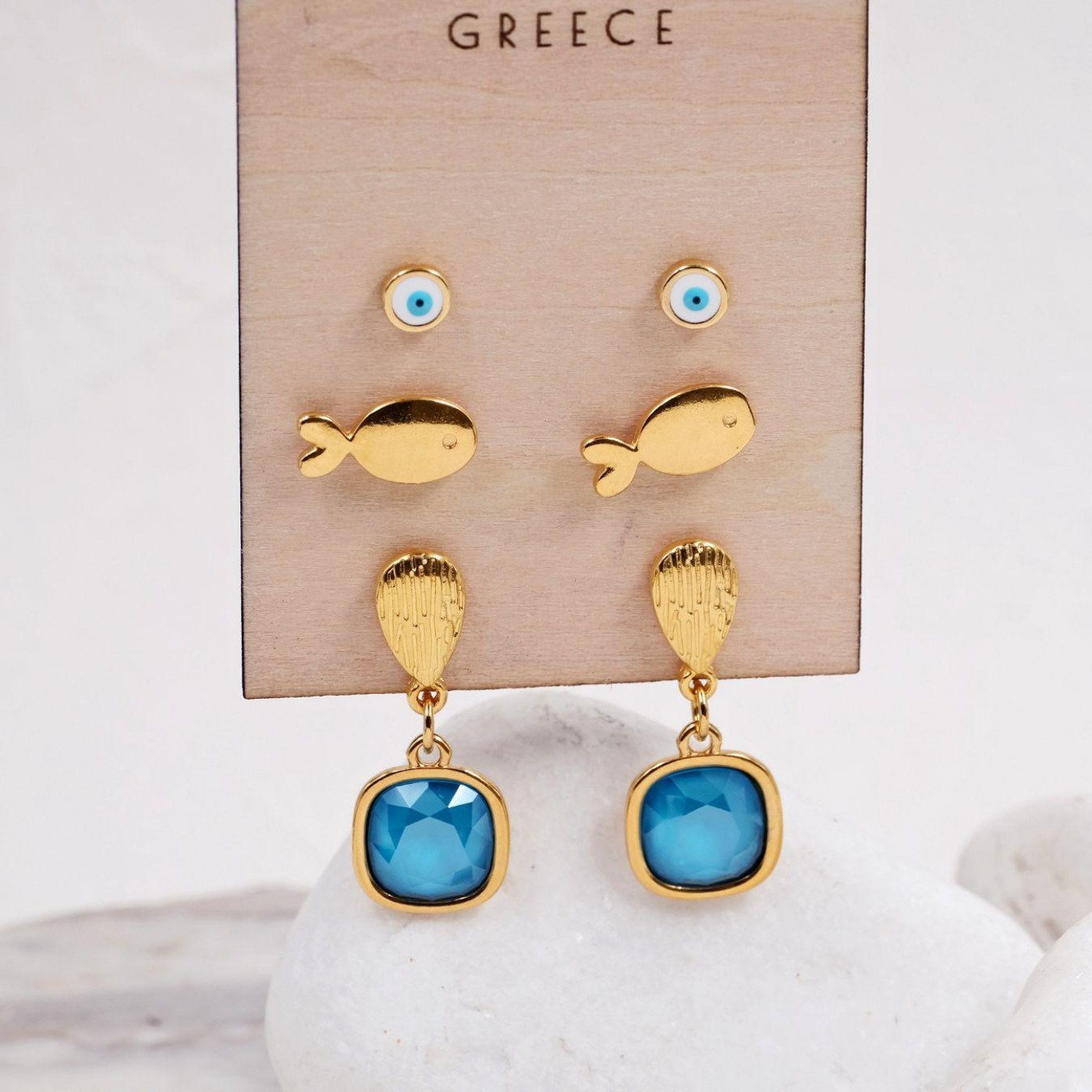 Σκουλαρίκια Toolittle – Azure Blue Κρύσταλλα & Σμάλτο