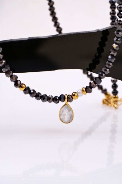 Κολιέ Toolittle – Crystal Jewelry: Φεγγαρόπετρα, Ατσάλι & Ασήμι