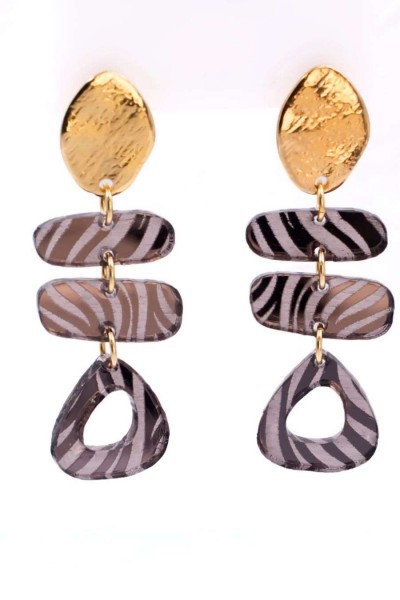 Σκουλαρίκια Toolittle – Κρεμαστά - Gold Plating & Animal Print