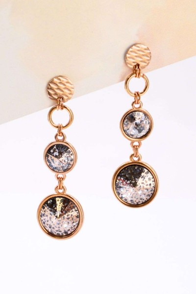 Σκουλαρίκια Toolittle – Ροζ Χρυσά με Κρύσταλλα Swarovski