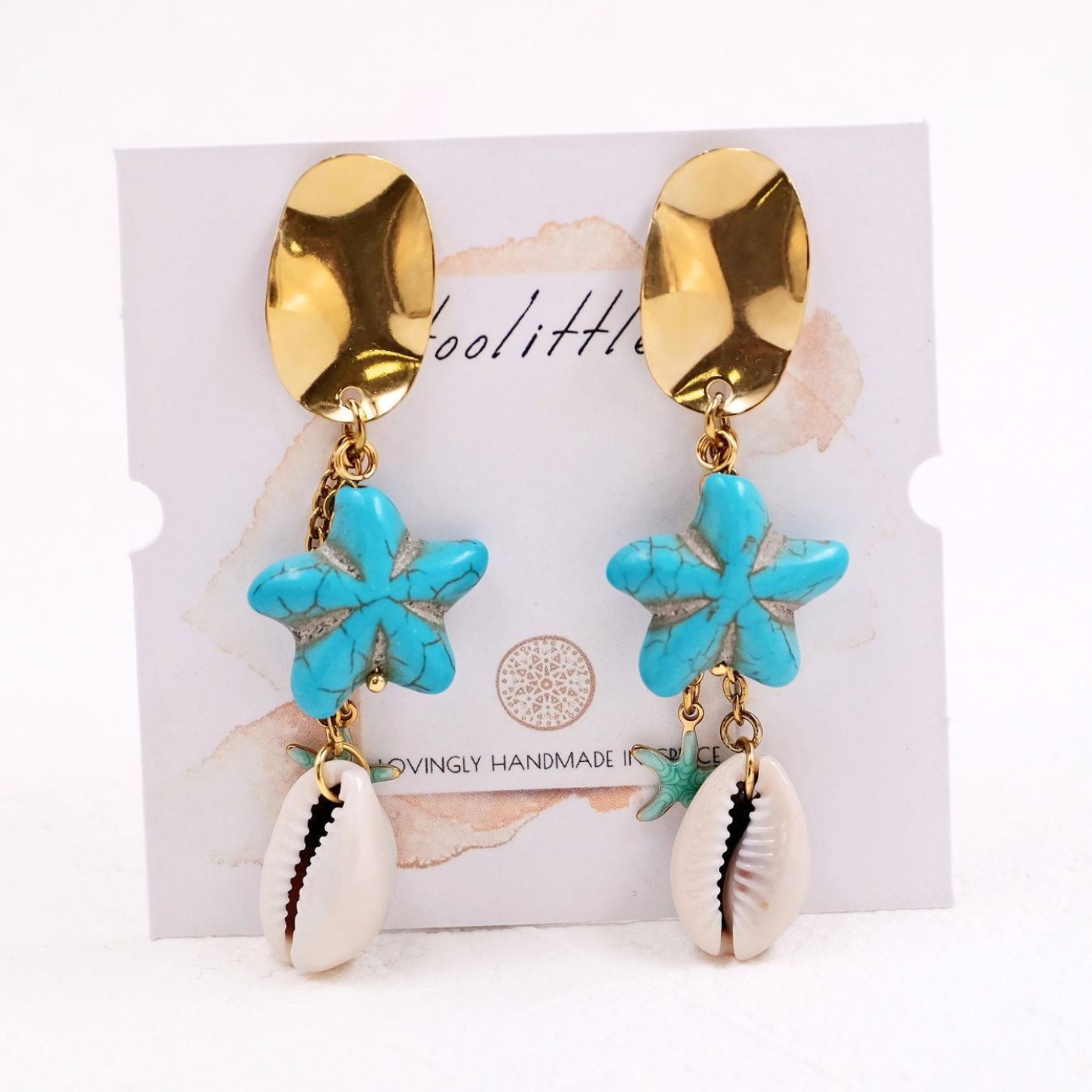Σκουλαρίκια Toolittle – Ανοξείδωτο Ατσάλι – Starfish & Cowrie Shells