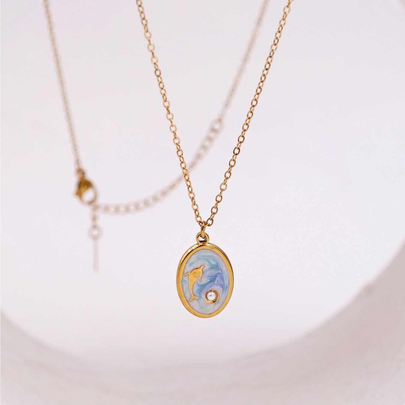 Κολιέ Toolittle – Stainless Steel Jewelry: Mother of Pearl – Dolphin