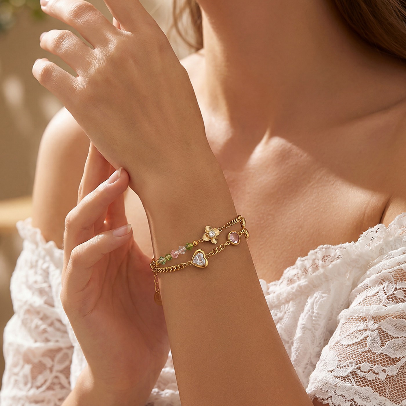 Βραχιόλι Toolittle – Stainless Steel Jewelry: Αλυσίδα Hearts & Zircon