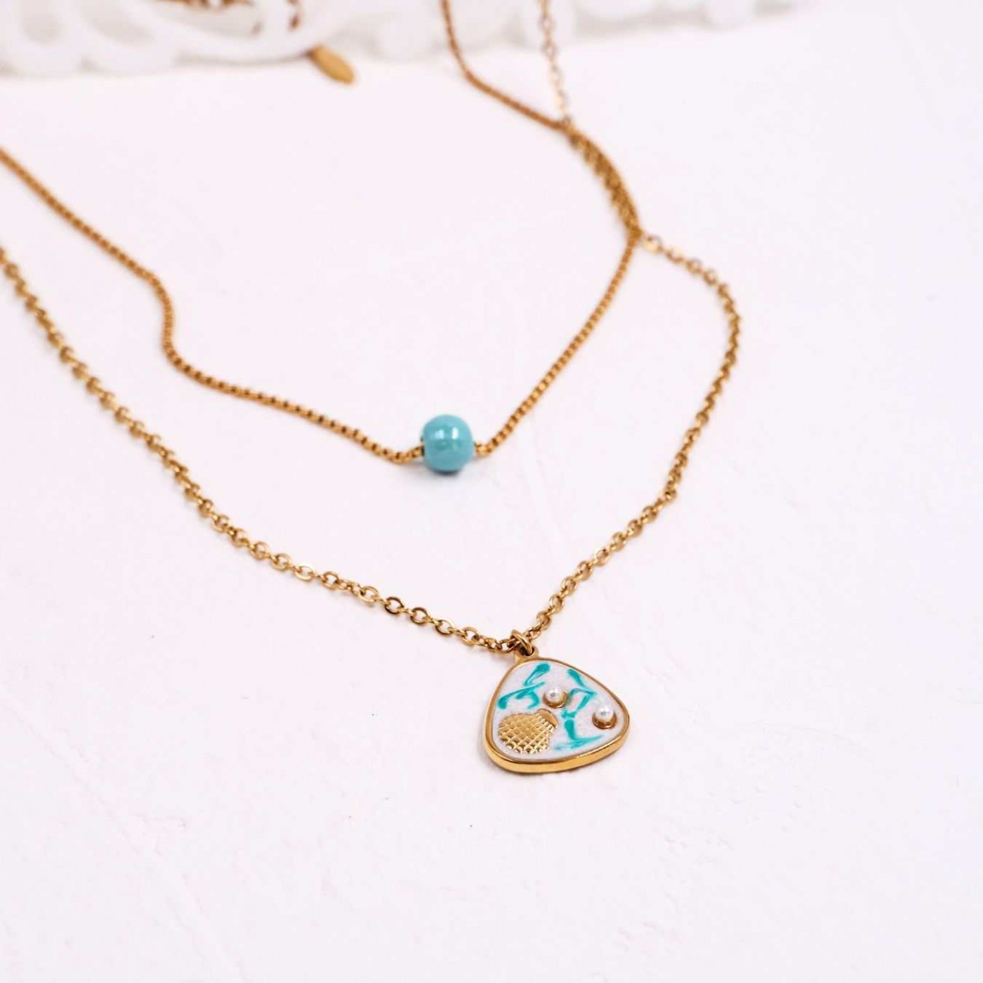 Κολιέ Toolittle – Stainless Steel: Δίσειρο Mother of Pearl – Sea Shell
